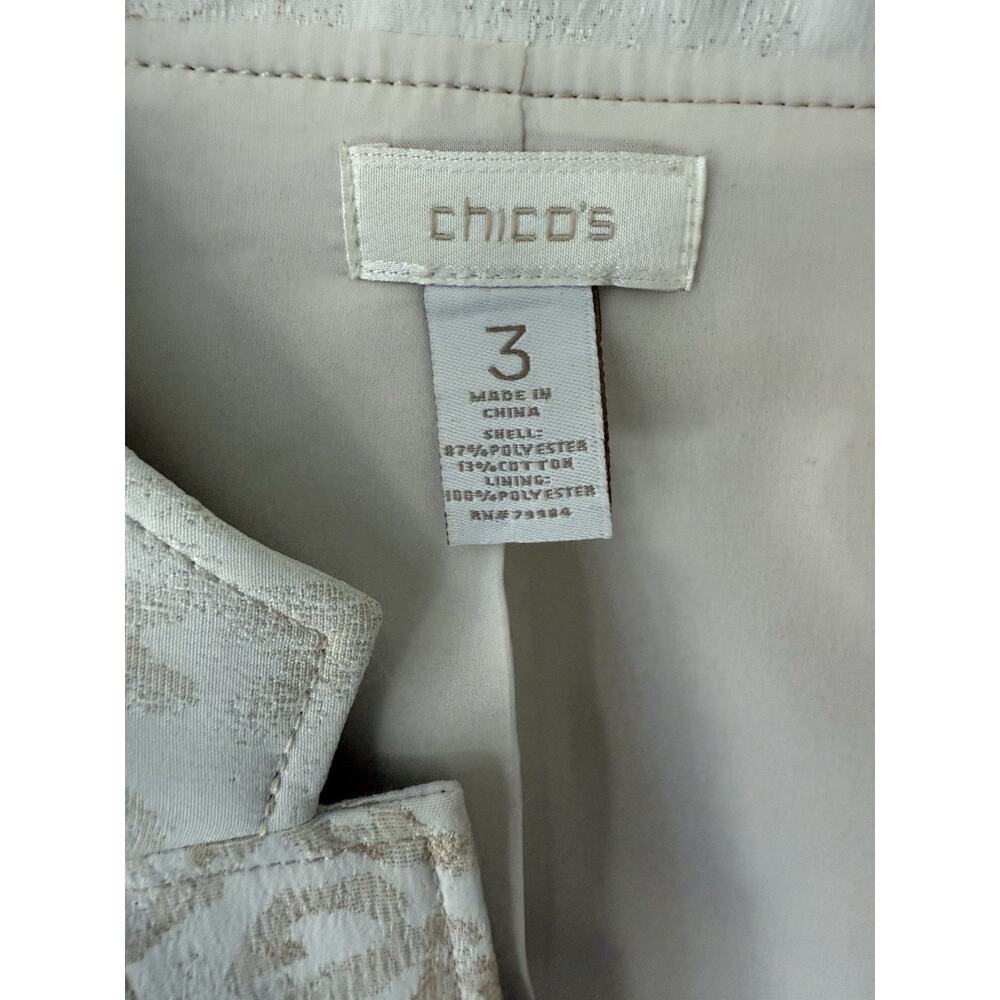 Chicos Jacket Womens Size 3 XL Animal Print Linen Moto Blazer Leopard Open Boho - Picture 3 of 8